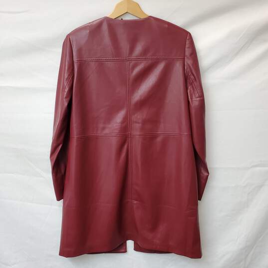 NWT Chico's Women's Faux Leather Mid Length Open Front Jacket in Red Size 1 image number 2