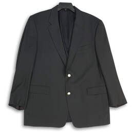 Mens Black Pockets Long Sleeve Notch Lapel Single-Breasted Blazer Size 44R