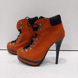 Xhilaration Women's Boot Like Orange Suede High Heel Boots Size 10 alternative image