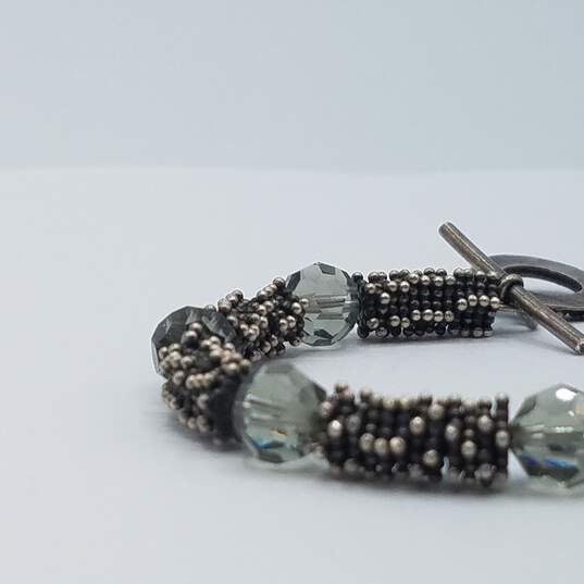 Sterling Silver Faceted Crystal Bead Toggle 7 3/4 Inch Bracelet 25.6g image number 6