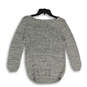 Womens Gray Knitted Round Neck Long Sleeve Pullover Sweater Size Medium image number 1