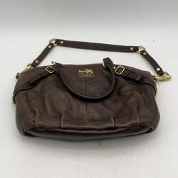 Coach Womens Brown Leather Double Handle Zipper Pocket Shoulder Handbag Purse