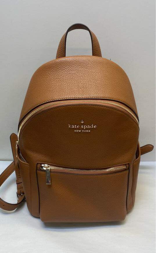 Kate Spade Pebble Leather Leila Dome Backpack Brown image number 1