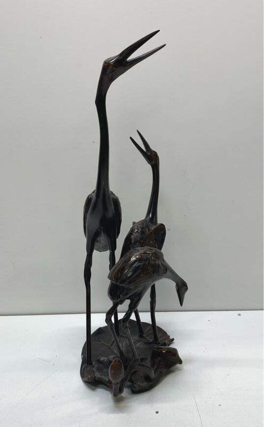 Wild Woods Imports Bronze Cranes 18 in Tall Metal Statue Wild Life Sculpture image number 3