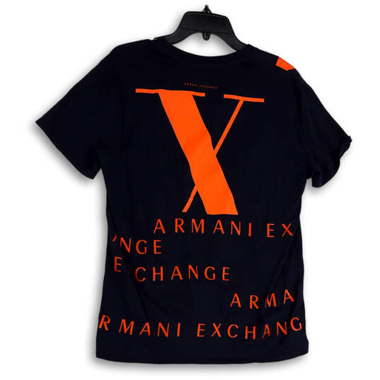 Womens Blue Orange Printed V-Neck Short Sleeve Pullover T-Shirt Size Large image number 2