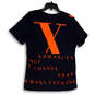 Womens Blue Orange Printed V-Neck Short Sleeve Pullover T-Shirt Size Large image number 2