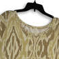 Womens Brown Beige Abstract Ruched Short Sleeve Pullover Blouse Top Size 16 image number 4