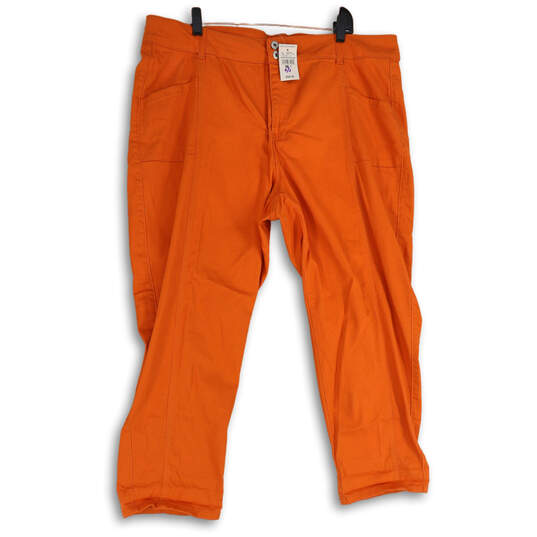 NWT Womens Orange Flat Front Straight Leg Cropped Pants Size 22 image number 1
