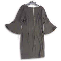 Womens Black Round Neck Bell Sleeve Knee Length Back Zip Sheath Dress Sz 12 alternative image