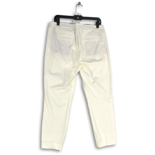J. Crew Womens White Pleated Slash Pocket Side Zip Dress Pants Size 12 image number 2
