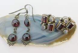 925 Garnet & Moonstone Artisan Earrings