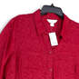 NWT Womens Red Long Sleeve Spread Collar Pockets Button-Up Shirt Size 1X image number 3