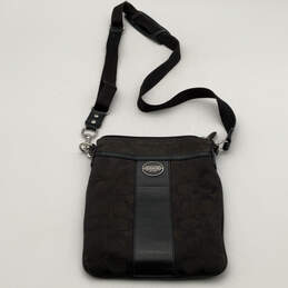Womens Brown Black Monogram Print Zipper Adjustable Strap Crossbody Bag alternative image