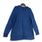 Womens Blue Tight-Knit Long Sleeve V-Neck Pullover Sweater Size 14/16 image number 1