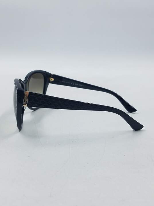 Salvatore Ferragamo Oversized Black Snakeskin Sunglasses image number 4