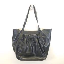 Elizabeth & James Black Faux Leather Pleated Pocket Tote Bag alternative image