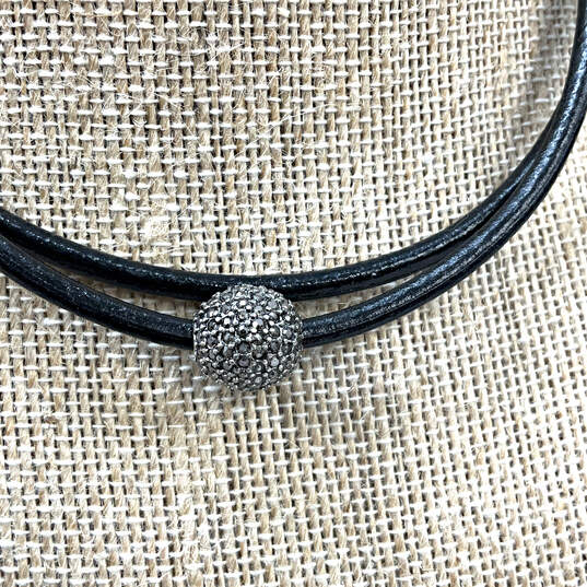 Designer Lucky Brand Crystal Cut Stone Black Double Strand Choker Necklace image number 2