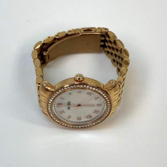 Designer Fossil ES3186 Gold-Tone Stainless Steel Quartz Analog Wristwatch image number 2