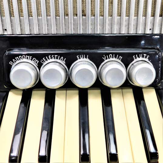 Rossini Brand J27/81 Model 41 Key/120 Button Black Piano Accordion w/ Hard Case image number 6