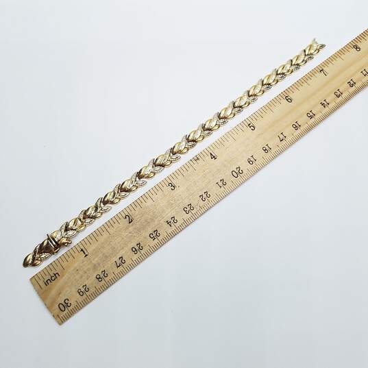 14K Gold Leaf Link Bracelet 8.3g image number 5