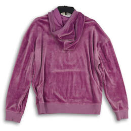 Womens Purple Velour Long Sleeve Drawstring Pullover Hoodie Size Large alternative image