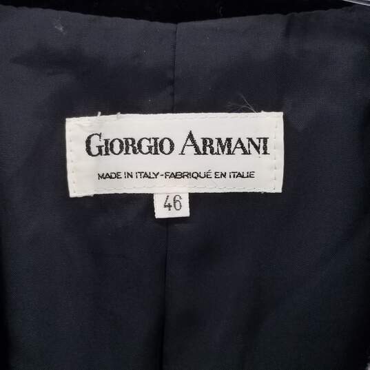 AUTHENTICATED Giorgio Armani Wool Blue Black White Textured Blazer Jacket Size 46 image number 3