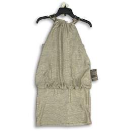 NWT Arden B. Womens Gold Sleeveless Halter Back Shimmer Ruffle Mini Dress Size S