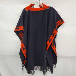 VTG 60's Black & Orange Wool Mayan Poncho Size S alternative image