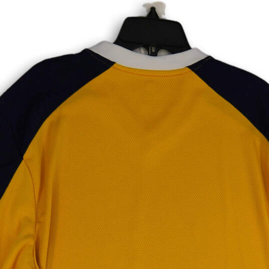 Mens Yellow Navy V-Neck Long Sleeve Side Slit Pullover T-Shirt Size L image number 4
