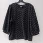 Anne Klein Women's Black Shimmer Tweed Balloon Sleeve Blouse top Sweater Size XL NWT image number 1