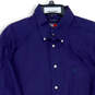 Mens Navy Blue 80s 2 Ply Fabric Collared Long Sleeve Button-Up Shirt Sz XL image number 2