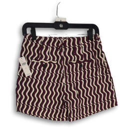 NWT Womens Purple White Striped Flat Front Slash Pocket Casual Shorts Sz 0 alternative image
