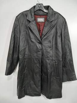 Wilsons Leather Black Blazer Trench Coat Women's Size M