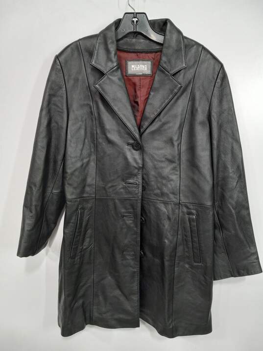Wilsons Leather Black Blazer Trench Coat Women's Size M image number 1