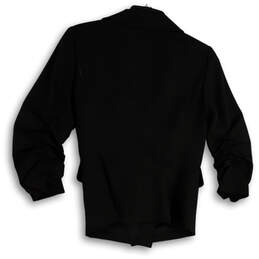 Womens Black Ruched Long Sleeve Peak Lapel Double Breasted Blazer Size 8 alternative image