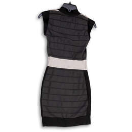 Womens Gray Black Cap Sleeve V-Neck Stretch Pullover Sheath Dress Size 4 alternative image