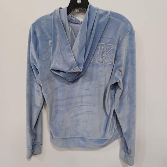 Pink Victoria's Secret Blue Hooded Fill Zip Jacket Women's Size S image number 2