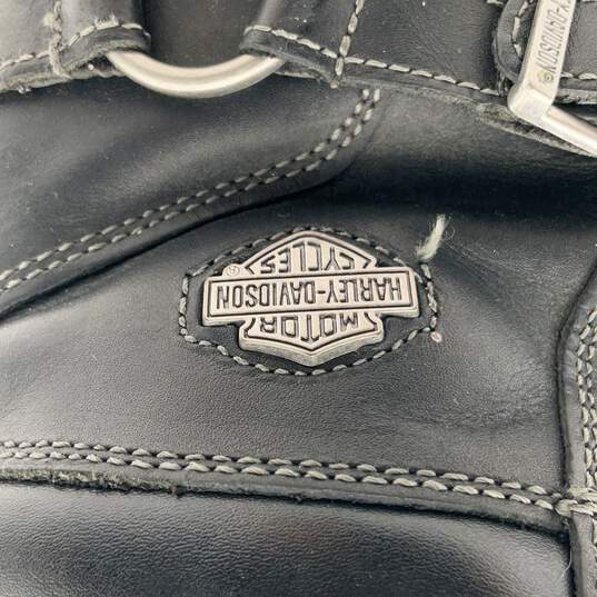 Mens Tegan D84424 Black Leather Ankle Motorcycle Biker Boots Size 8 M image number 5