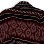Mens Red Black Aztec Long Sleeve Collared Full-Zip Cardigan Sweater Size SP image number 4