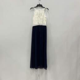 NWT Womens Blue White Sleeveless Lace Round Neck Long Maxi Dress Size Large alternative image