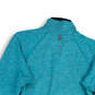 Womens Blue Space Dye 1/4 Zip Mock Neck Long Sleeve Pullover T-Shirt Size S image number 4