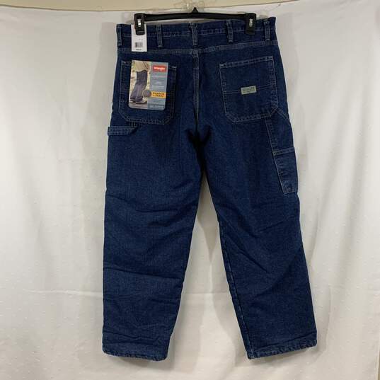 Men's Medium Wash Wrangler Fleece-Lined Carpenter Jeans, Sz. 34x30 image number 2