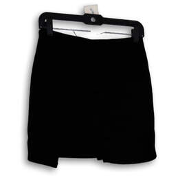 Womens Black Stretch Flat Front Pull-On Short Straight & Pencil Skirt Sz XS