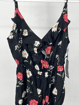 Forever 21 Womens Black Floral Ruffled One Piece Romper Size M T-0543626-L alternative image