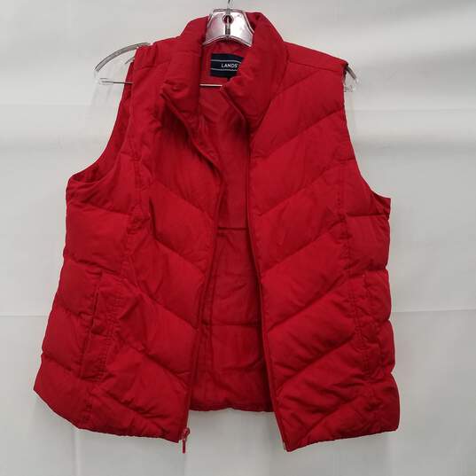 Lands' End Red Puffer Vest Size Medium image number 1