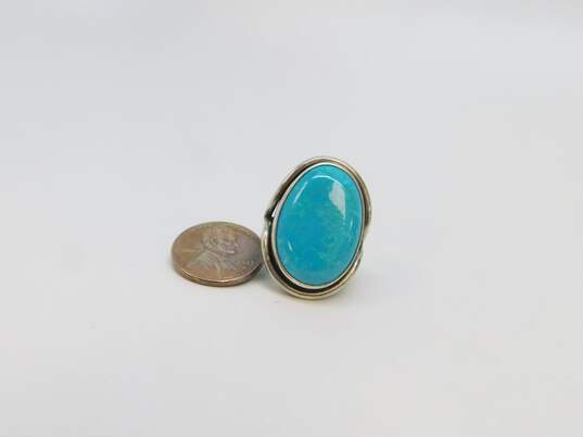 Artisan Sterling Silver Oval Turquoise Ring 9.3g image number 4