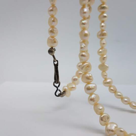Sterling Silver Fw Pearl 15 Inch Necklace 14.7g image number 7
