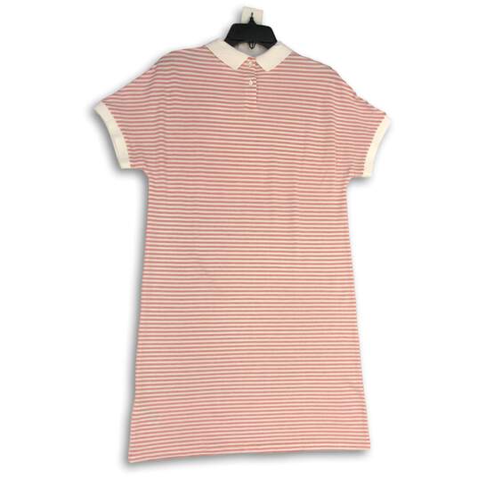 NWT Lacoste Womens White Red Striped Short Sleeve Collared T-Shirt Dress Size 40 image number 2