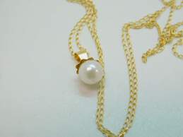 14K Yellow Gold Single Pearl Pendant Necklace 1.0g