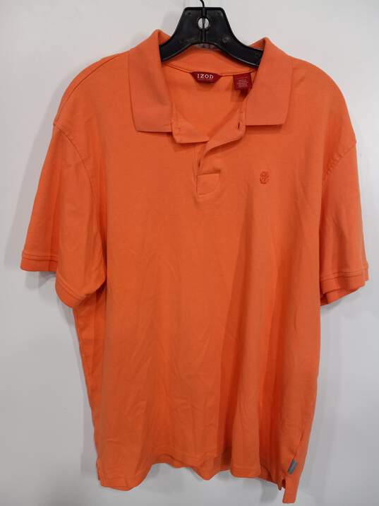 Izod Luxury Sport Men's Orange Polo Shirt Size XL image number 1